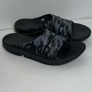 OOFOS Unisex Black Gray OOahh Sport Camouflage Recovery Slide Sandals Size 11/13